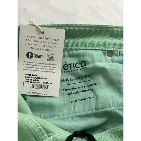 Ética x Anthropologie Jeans 29 AMIS Relaxed Boot Jeans DUSTY AQUA New With Tags - Picture 7 of 10